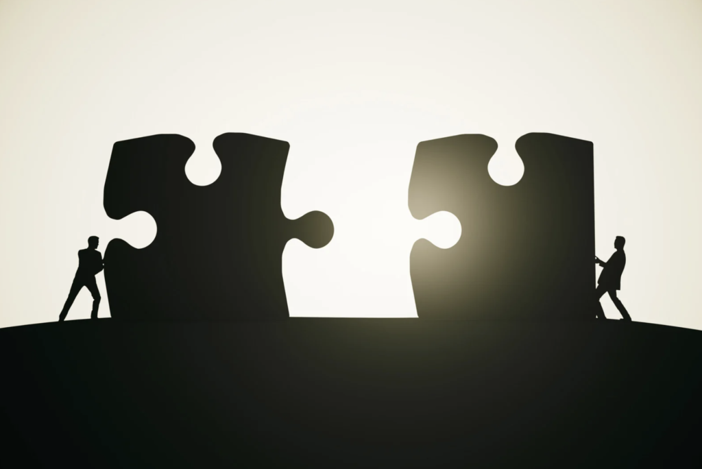 Illustration of small business partnership expanding through collaboration